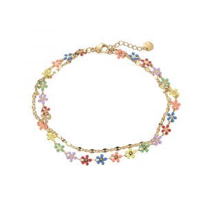 Colorful Enamel Flower 2 Layer Fußkette