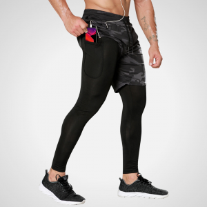 Saklent Hybrid Shorts Long Camo Dunkel / L