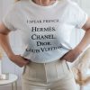 Oversized Shirt – I Speak French - S, Weiß – Bild 4