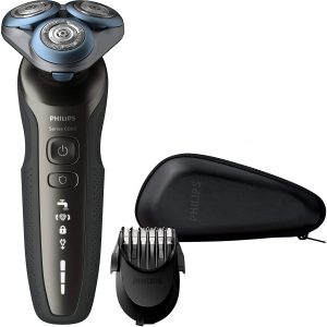 Philips S6640/44 Elektrischer Nass- und Trockenrasierer mit MultiPrecision-Schersystem, SmartClick-Bartstyler und Reiseetui