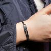 Makramme Silber Pink Pärchen Armband mit Gravur – Bild 3