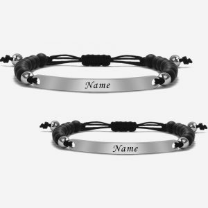 Black Couple Partnerarmband mit Gravur