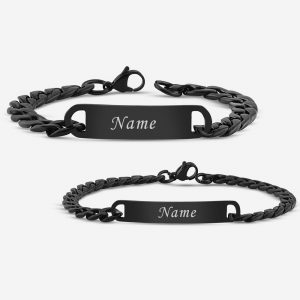 Edelstahl Schwarz Partnerarmband mit Gravur