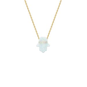 FATIMAS HAND OPAL KETTE WHITE Silber