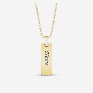 Edelstahl Halskette Rechteckig Gold mit gravur