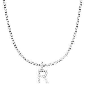 CRYSTAL BUCHSTABENKETTE 925 Silber