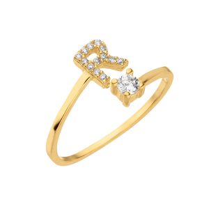 INITIAL ZIRCON RING Silber