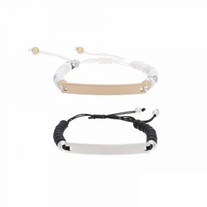 Perlen Partnerarmband Weiß Rose & Black Silber