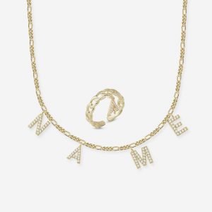 Buchstaben Halskette – Ring mit Buchstaben – Kombi Set