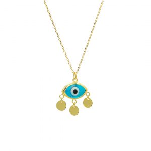 FIRUZE BLUE EYE NECKLACE GOLD
