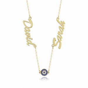 2’ER NAMENSKETTE MIT AUGE GOLD