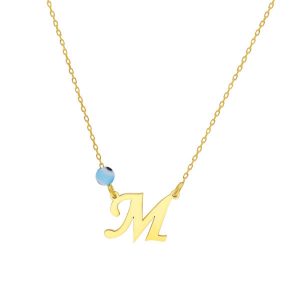 BUCHSTABEN KETTE MIT BLAUEM AUGE
