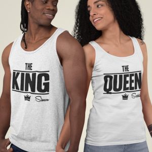 Couple Tank Top 2er Set | THE KING & QUEEN Weiss