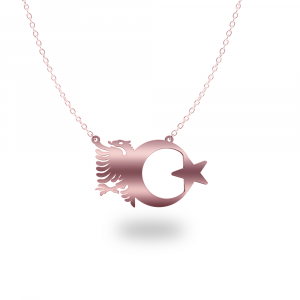Länderkette Albanien und Türkei Flagge | 925 Silber | Wappen Kette | Flaggenkette – Rosegold