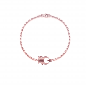 Albanischer Adler & Türkei Flagge | Länderarmband | Wappen Armband | Flaggenarmband Rosegold