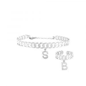 Armreif & Ring mit Initialen Silber