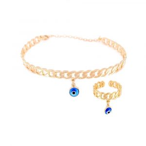 Armreif & Ring mit Nazar Rosegold