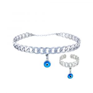 Armreif & Ring mit Nazar Silber