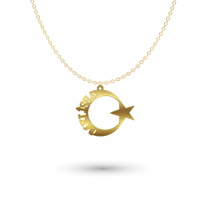 Länderkette AyYildiz mit Wunschnamen | 925 Silber | Wappen Kette | Flaggenkette – Gold