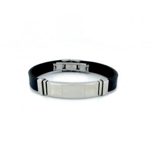 Baysilver Kautschuk Herrenarmband Butterflyschließe mit Gravur