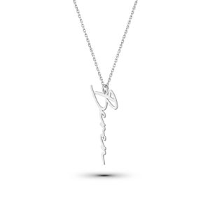 925er Sterling Silber Künstler Design Kette- Lettere – Senkrecht-Silber
