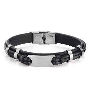 The Snake Leder Armband aus Edelstahl Herren