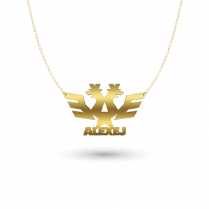 Russland Adler Abstrakt mit Wunschnamen | 925 Silber | Wappen Kette | Flaggenkette Gold