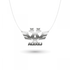 Russland Adler Abstrakt mit Wunschnamen | 925 Silber | Wappen Kette | Flaggenkette Silber