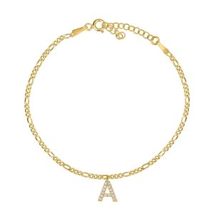 Armkette Figaro mit Buchstabe – Armkette Personalisiert Gold / T