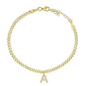 Armkette mit Buchstabe Gourmet – Armband Personalisiert Gold / T