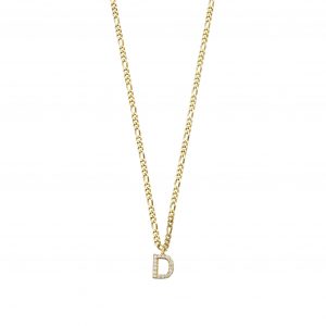 Buchstabenkette Zirkonia Gold / 40cm+5cm (Standard)