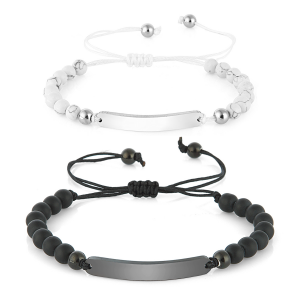 Edelstahl Perlen Partnerarmbänder White & Black