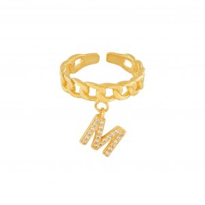 Ring Buchstabe mit Zirkonia Gold