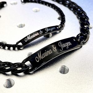 2x Black Edelstahl Partnerarmbänder für Liebende
