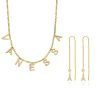 Set Namenskette und hängende Ohrringe Gold