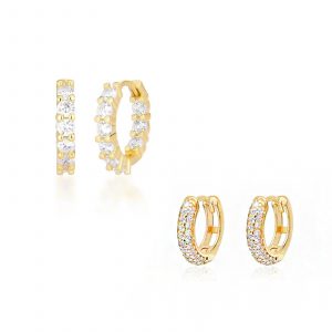 Zirkonia Ohrringe Set Gold